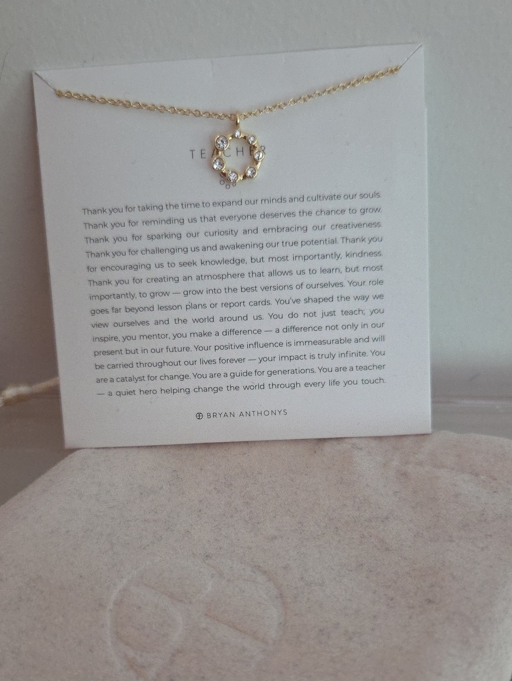 Bryan Anthonys Gold Crystal Circle Pendant Necklace - Teacher Gift